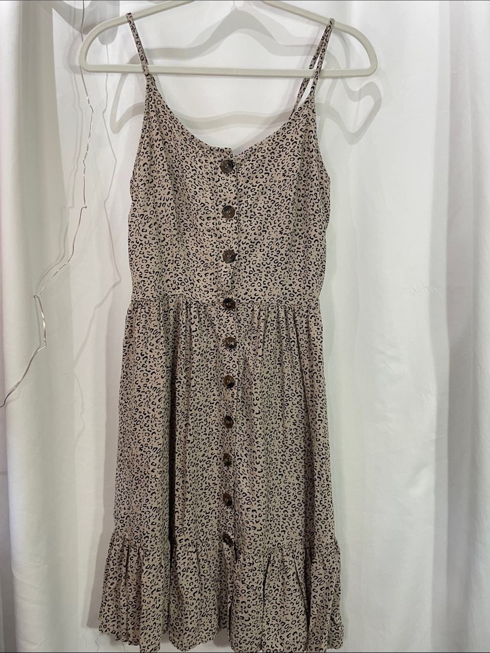 Japna Beige Leopard-Print Midi Button Dress